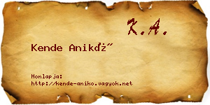 Kende Anikó névjegykártya